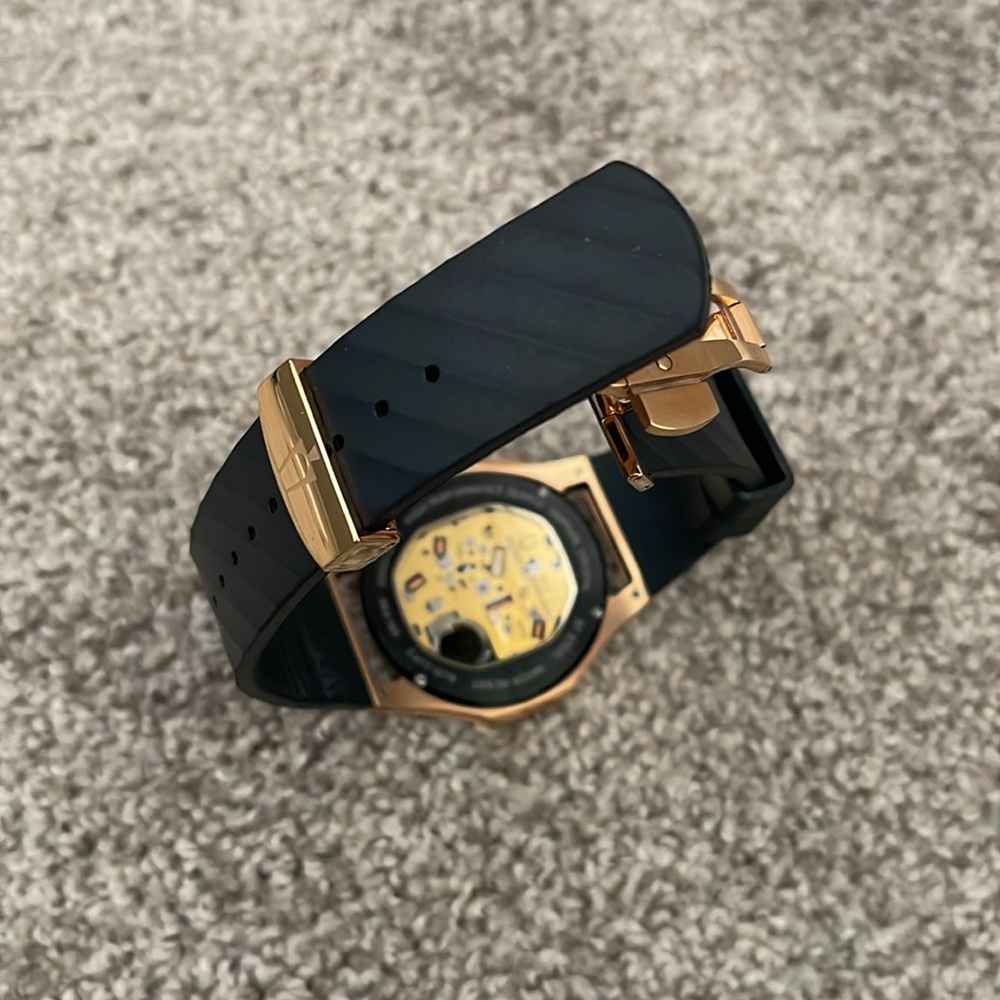 Bulova Curv Rose Gold Tone and Black Chronograph Watch - Picture 6 of 9
